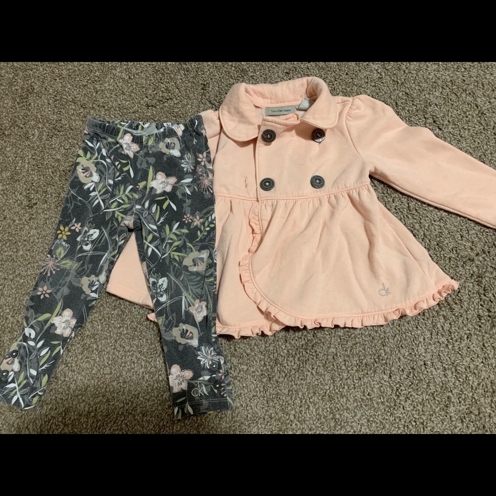 Calvin Klein 2pc toddler girl pea coat outfit